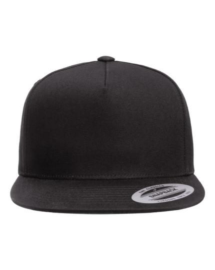 Black yp classics 6007 five-panel snapback front view