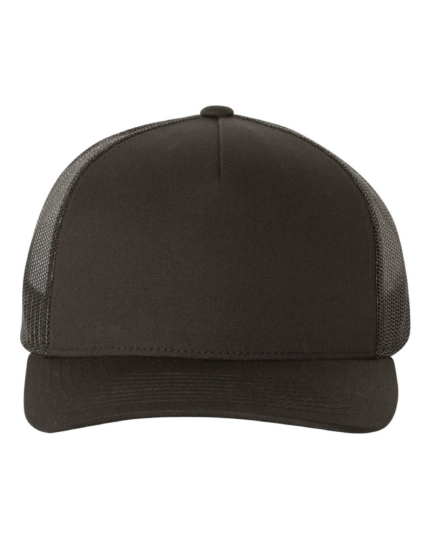 Black yp classics 6506 retro trucker cap front view