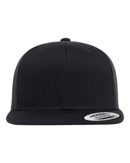 Black yp classics 6609 retro trucker cap front view