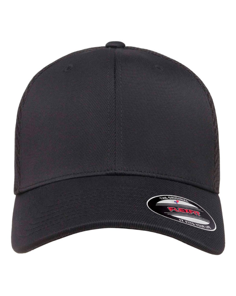 Black flexfit 6533 ultrafiber mesh cap front view
